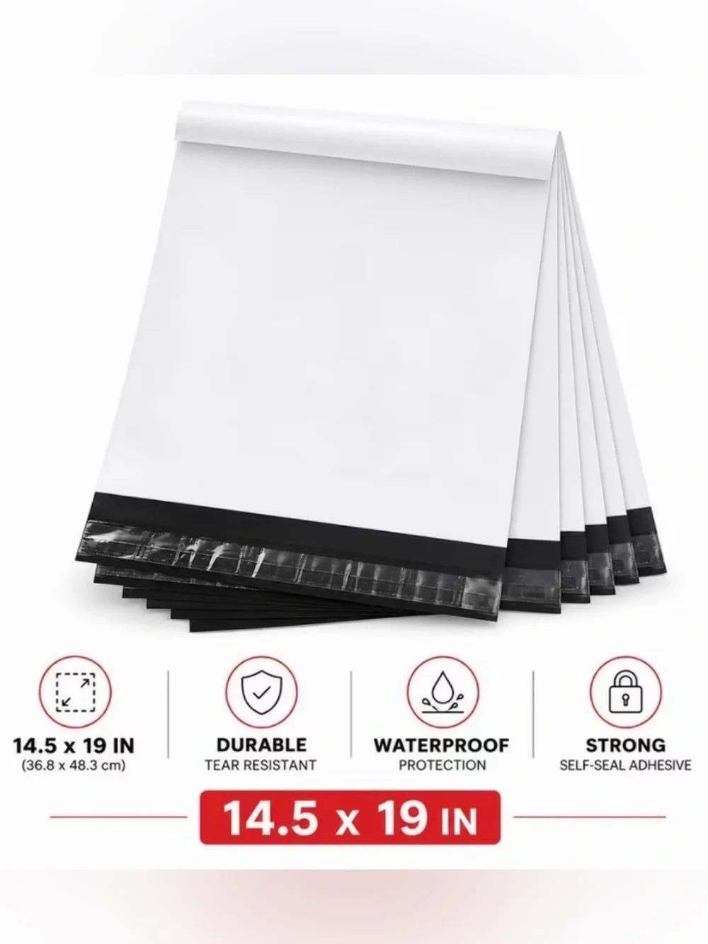 25 X-Large 14.5”x19” Poly Mailers ~ White